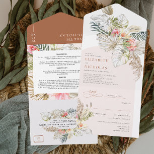 Invitation Tout En Un Boho Floral Pampas Grass Terra Cotta Désert