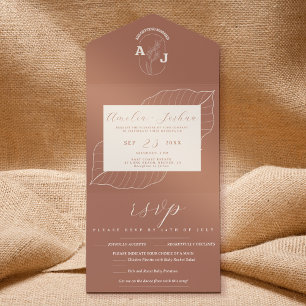 Invitation Tout En Un Boho Moderne Floral Terracotta Brûlé Orange Mariag