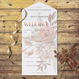 Invitation Tout En Un Boho Neutral Soft Focus Bouquet d'automne Pas de d