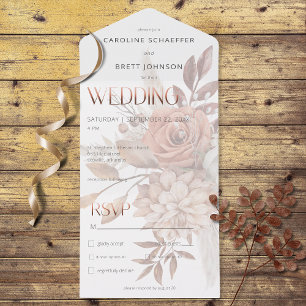 Invitation Tout En Un Boho Neutral Soft Focus Dîner De Bouquet Automne