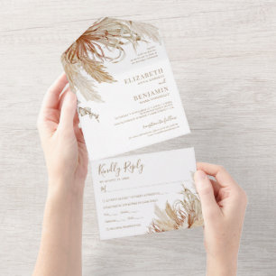 Invitation Tout En Un Boho Pampas Grass Mariage Tout en un