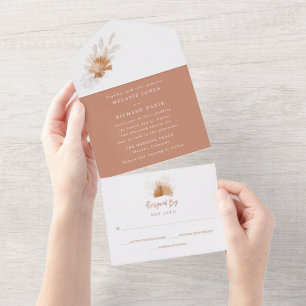 Invitation Tout En Un Boho Pampas Grass Mariage Tout en un