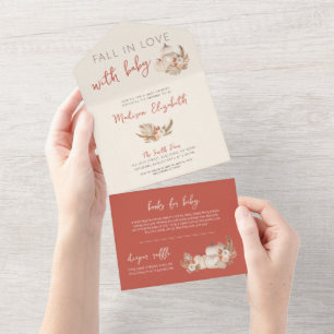 Invitation Tout En Un Boho Pampas herbe citrouilles tomber amoureux avec