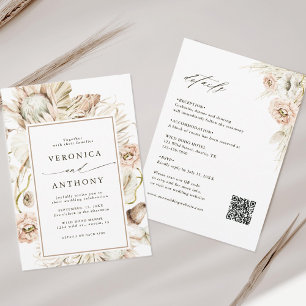 Invitation Tout en un Boho Protea Pampas Grass Mariage Floral