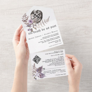 Invitation Tout En Un Boho rouille gothique Viking Symboles Fleur sauvag