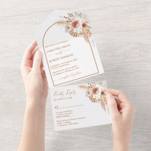 Invitation Tout En Un Boho rouille & Pampas Grass Mariage
