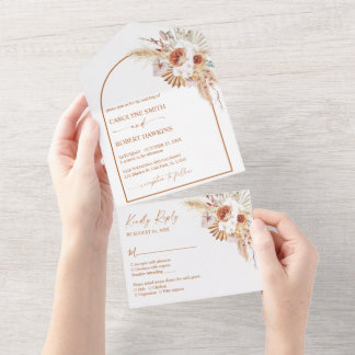 Invitation Tout En Un Boho rouille & Pampas Grass Mariage