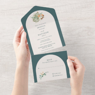 Invitation Tout En Un Boho Rustique automne fleurs Mariage automne