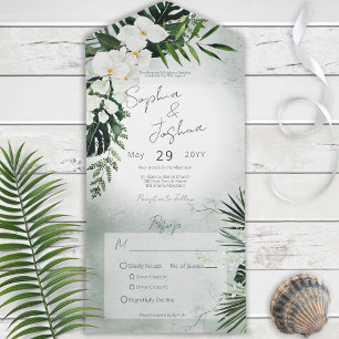 Invitation Tout En Un Boho Tropical Green Diner Vert Moderne
