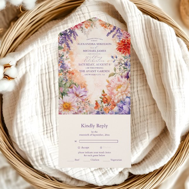 Invitation Tout En Un Boho Victorian Royal Floral Mariage (Créateur téléchargé)