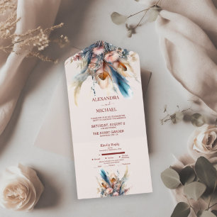Invitation Tout En Un Boho Watercolor Pampas Grass Mariage