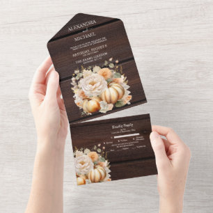 Invitation Tout En Un Boho White and Gold Parties scintillant Citrouille