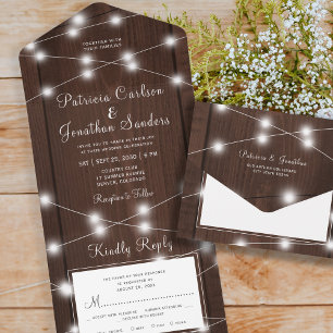Invitation Tout En Un Bois rustique tout en un mariage rsvp