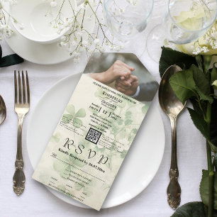 Invitation Tout En Un Botanique Floral Green Chartreuse QR Code Photo