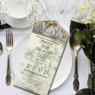 Invitation Tout En Un Botanique Floral Vert Chartreuse Une Photo Irlanda