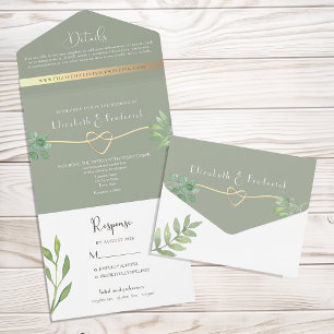 Invitation Tout En Un Botanique Verdure Sage Vert Mariage