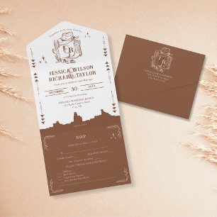 Invitation Tout En Un Bottes Russe Western Desert Cowboy Crâne