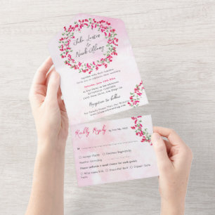 Invitation Tout En Un Bougainvilliers roses Mariage de la forêt tropical