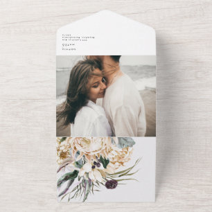 Invitation Tout En Un Bouquet Floral Blanc Phoque Sceau Et Envoyer