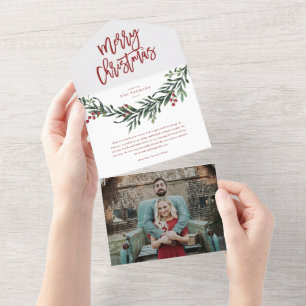 Invitation Tout En Un Branche joyeux noël script photo vacances
