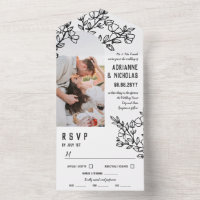 Branches en floraison noir blanc Mariage photo