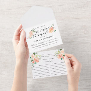 Invitation Tout En Un Brosse printemps florale Brunch nuptial et recette