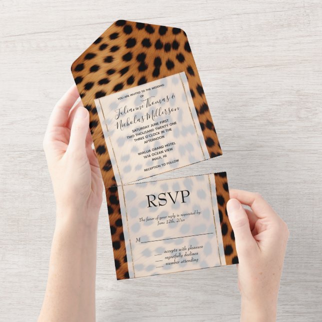Invitation Tout En Un Brown Black Safari Cheetah Leopard animal (Déchirure)