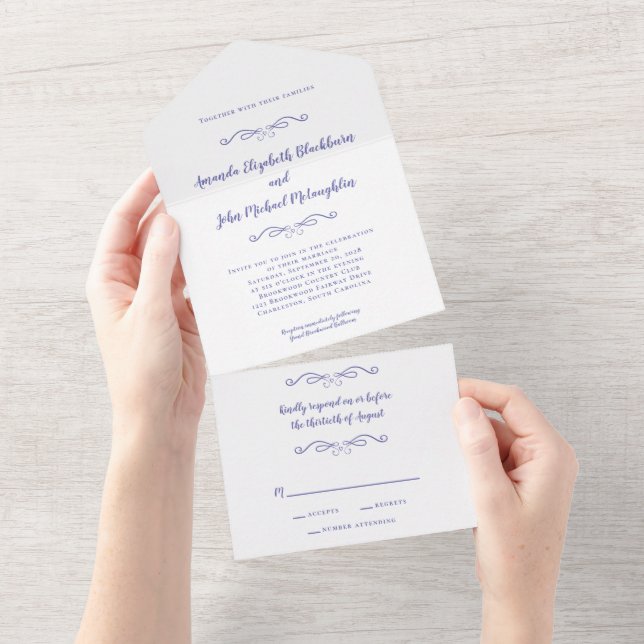 Invitation Tout En Un Budget périphérique Mariage classique élégant (Déchirure)