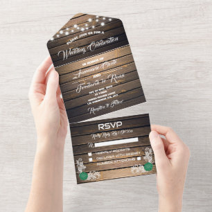 Invitation Tout En Un Budget Rustique dentelle tout en un mariage Invita