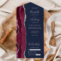 Burgundy Argent Agate Marine Mariage bleu