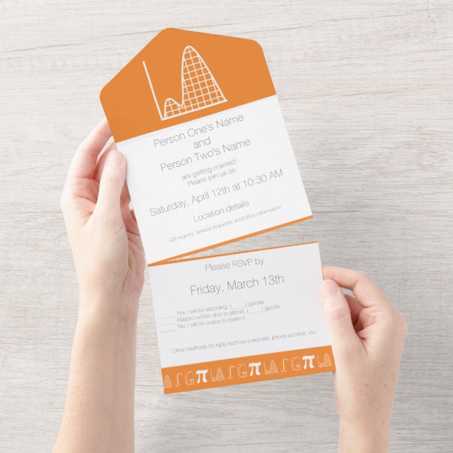 Invitation Tout En Un Ça S'Additionne en Orange (Déchirure)