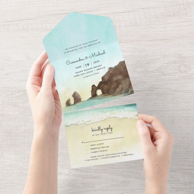 Invitation Tout En Un Cabo San Lucas | El Arco | Mariage de destination (Déchirure)