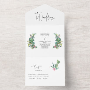 Invitation Tout En Un Cactus Tropicaux Colorés Tout En Un Mariage