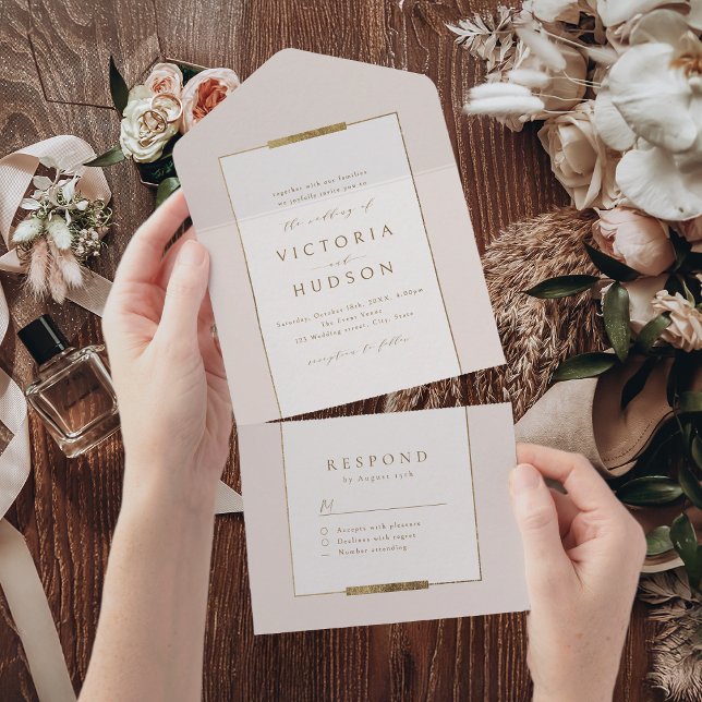 Invitation Tout En Un Cadre Elégance Simple Moderne Classique Mariage (Framed Elegance Simple Modern Classy Wedding All In One Invitation)