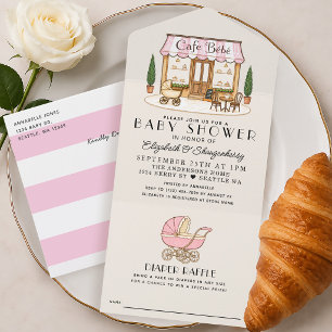 Invitation Tout En Un Café Français Paris Bébé Fille Baby Shower