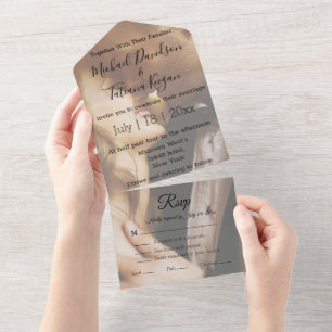 Invitation Tout En Un calligraphie de mariage élégante et stylée  photo 