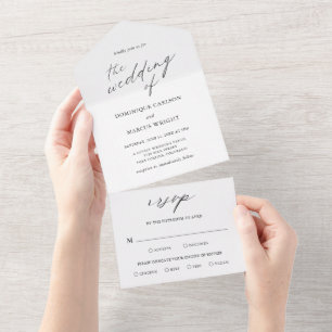 Invitation Tout En Un Calligraphie Élégante Mariage Moderne