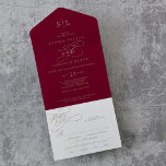 Invitation Tout En Un Calligraphie romantique Bourgogne Monogramme Maria<br><div class="desc">Ce mariage monogramme romantique de calligraphie bordeaux, tout en une seule invitation, est parfait pour un mariage simple. Le design classique moderne comprend des tourbillons fantaisistes et des fleurs fantaisistes avec une magnifique typographie de feuille d'or en faux champagne. Écrivez vos adresses d'invités à l'arrière de l'invitation pliée, ou achetez...</div>