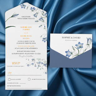 Invitation Tout En Un Campanule Florale Élégante Sceau et Envoyer Mariag
