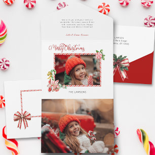 Invitation Tout En Un Canne de bonbon festive Joyeux Noël une photo