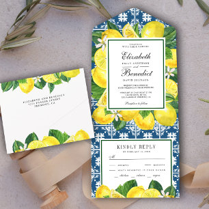 Invitation Tout En Un Carrelage méditerranéen Mariage citron rustique