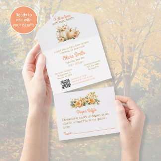 Invitation Tout En Un Carton d'invitation à la baby shower « Coup de fou