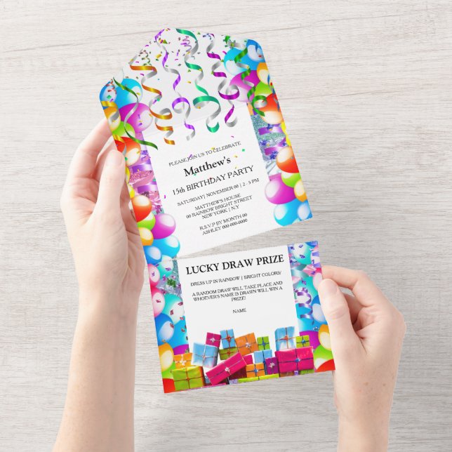 Invitation Tout En Un Célébration de la fête pour les enfants (Déchirure)