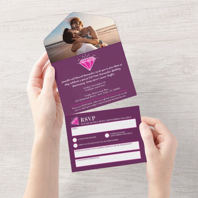 Invitation Tout En Un Célébration du 5e anniversaire de mariage gemme to (Déchirure)