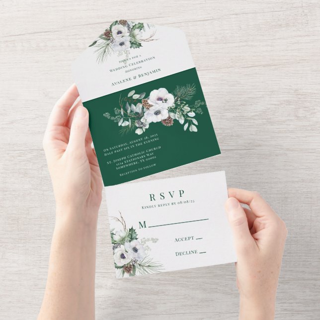 Invitation Tout En Un Célébration du Mariage peint à la main (Déchirure)