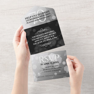 Invitation Tout En Un Célébration élégante du 70e anniversaire de mariag