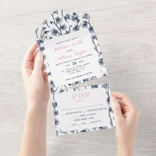 Invitation Tout En Un Cellules bleues, Cloches, Bellflowers