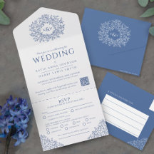 Cercle blanc bleu mariage de QR feuille