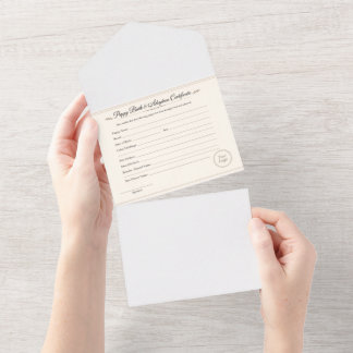 Invitation Tout En Un Certificat de naissance et d'adoption de chiot –