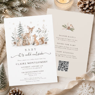 Invitation Tout En Un C'est Froid Dehors Baby Shower Boisée